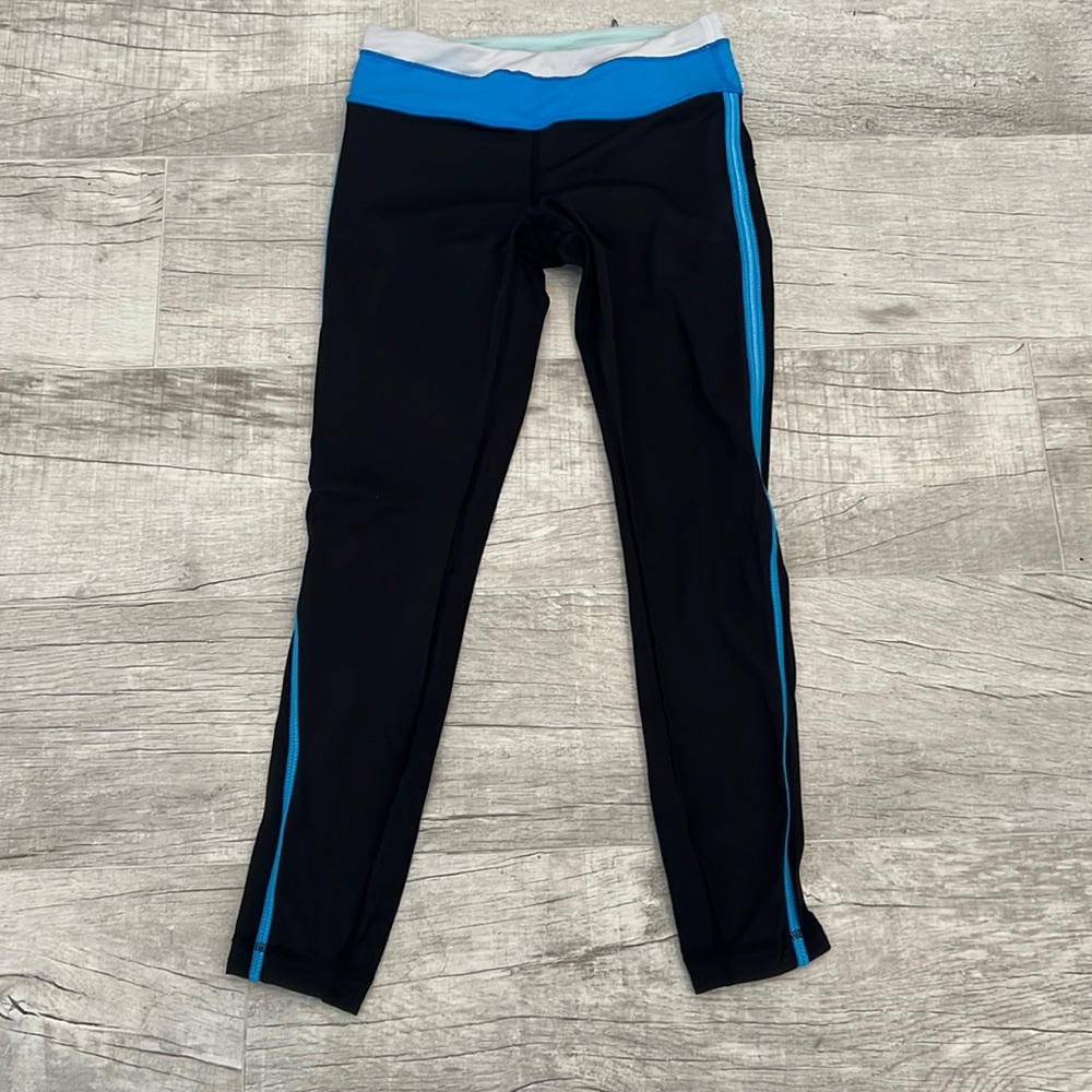 Lululemon Athletica Wunder Under Cropped Leggings Womens Size 4 Black & Blue